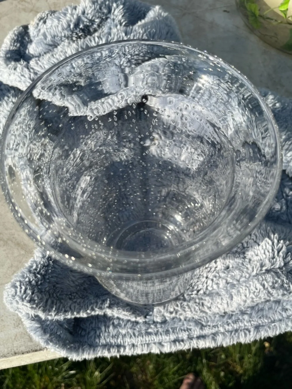 Clear Bubble Glass Hurricane Candle Holder -
